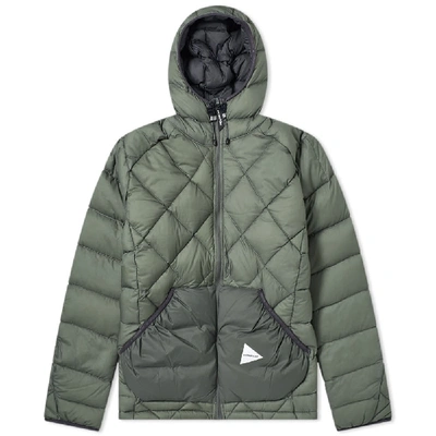 And Wander Diamond Stitch Down Jacket In Green