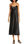 Vince Black Hammered Satin Slip Dress