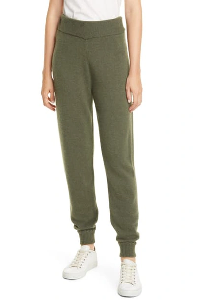 Theory Whipstitch Detail Cashmere Jogger Pants In Cargo