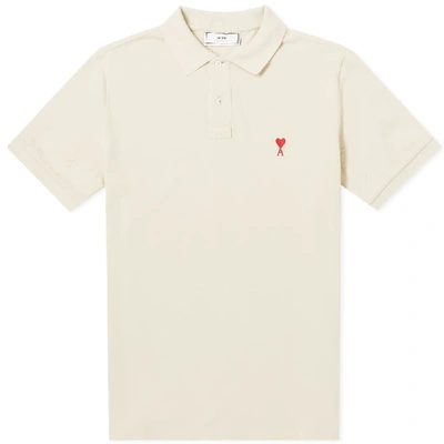 Ami Alexandre Mattiussi Ami Heart Logo Polo In Neutrals