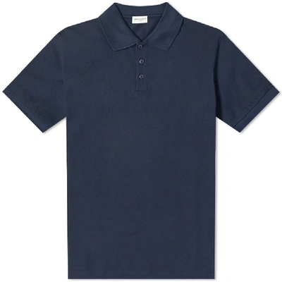 Saint Laurent Classic Ysl Polo In Blue