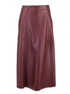 FERRAGAMO SALVATORE FERRAGAMO WOMEN'S BURGUNDY LEATHER SKIRT,13W837 40