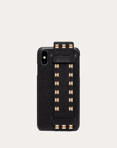 Valentino Garavani Rockstud Calfskin Phone Cover For Iphone Xs Max In Black