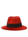 SAINT LAURENT RED AND BLACK FEDORA HAT,11158546