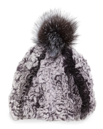 Glamourpuss Nyc Knitted Fur Pom-pom Hat, Black In Smokin