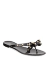 Valentino Heel Sandals With Bow Accent And Studded Embellishments In Black