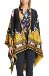 ETRO JACQUARD WOOL BLEND OPEN FRONT PONCHO,R150249418