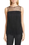 HUGO BOSS IANDORA SLEEVELESS SATIN FRINGE TOP,5042265200100