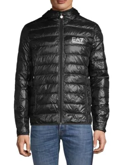 Ea7 Core Identity Packable Nylon Down Jacket In Black