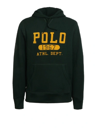 Polo Ralph Lauren Flock Logo Hoodie In Black