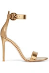 Gianvito Rossi 105mm Portofino Metallic Leather Sandals In Neutrals