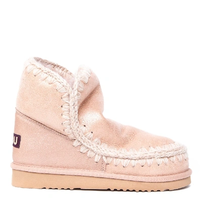 Mou Light Pink Eskimo 18 Leather Ankle Boots In Neutrals
