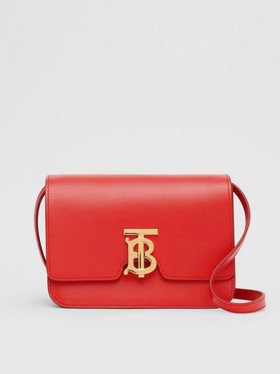 Burberry Small Grained Leather Tb Bag In Red