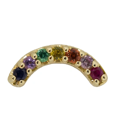 Andrea Fohrman Single Multi-sapphire Rainbow Stud In Ylwgold