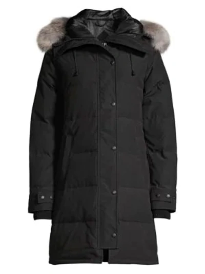 Canada Goose Shelburne Quilted Coyote Fur-trim Parka In Black