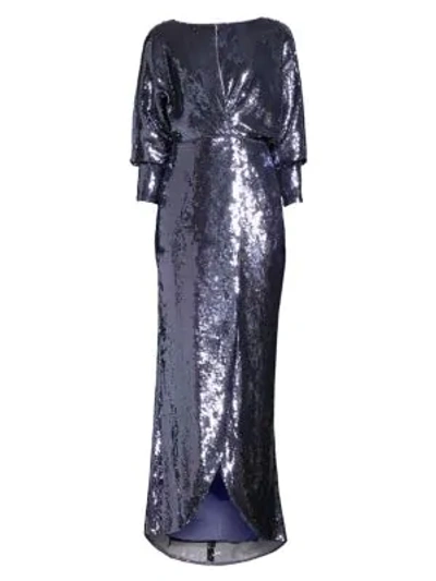 Aidan Mattox Women's Sequin Blouson Gown In Silver Lake
