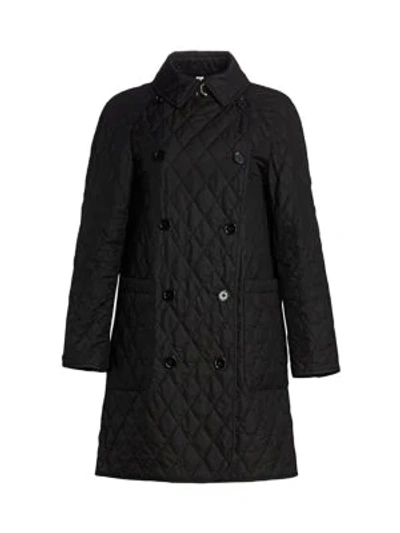 Burberry Tything Long Quilted Trench Coat In Black