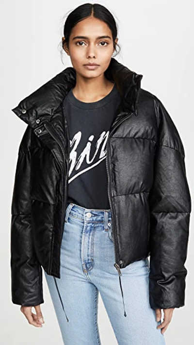 Apparis Women's Camila Vegan Leather Puffer Jacket In Black