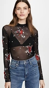 MINKPINK EMPOWER EMBROIDERED MESH LONG SLEEVE TEE