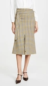 VICTORIA BECKHAM BELTED FITTED BOX PLEAT MIDI SKIRT