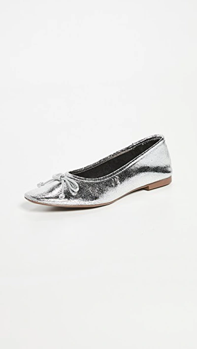 Schutz Arissa Flats In Silver Leather