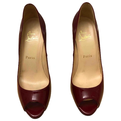 Pre-owned Christian Louboutin Patent Leather Sandals In Burgundy