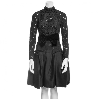 Pre-owned Lanvin Lace Mid-length Dress In Black