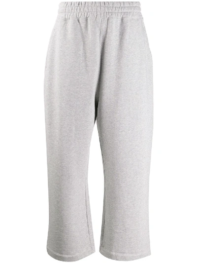 Alexander Wang Cropped Wide Leg Track Trousers In Grey