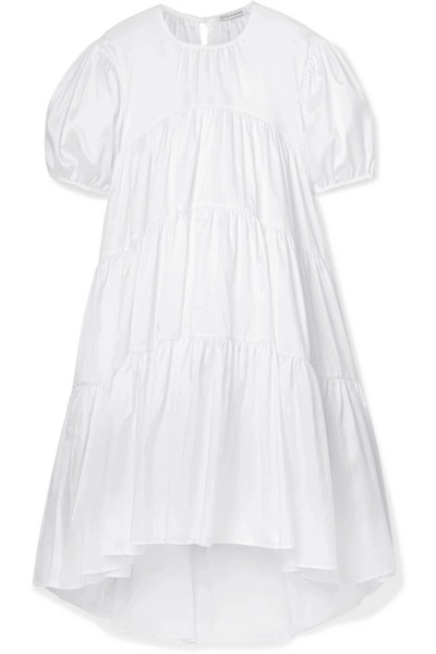 Cecilie Bahnsen Esme Tiered Sateen Dress In White