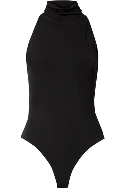 Cushnie Open-back Stretch-crepe Thong Bodysuit In Black