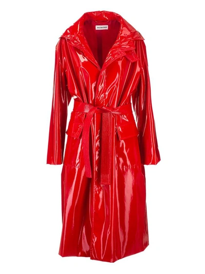 Balenciaga Fitted Trench In Red