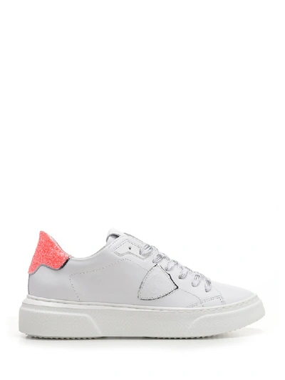 Philippe Model Temple Veau Neon Leather Sneakers In White