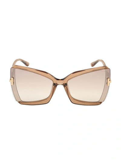 Tom Ford Gia 63mm Oversize Butterfly Sunglasses In Beige