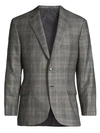 Brioni Glen Plaid Single-breasted Wool, Cashmere & Silk Jacket In Grey