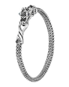 John Hardy Sterling Silver Legends Naga Extra Small Chain Bracelet With Blue Sapphire Eyes In Black Sapphire