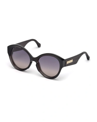 Roberto Cavalli Gradient Round Sunglasses In Gray/black