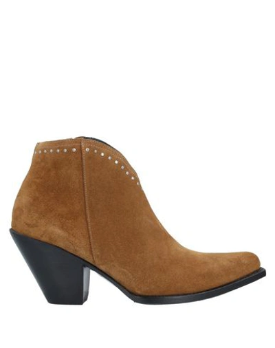Celine Cropped Suede Bootie In Brown