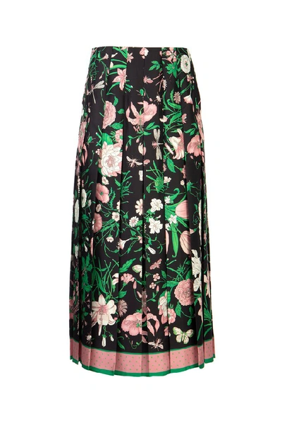 Gucci Floral Pleated Midi Skirt In Multi