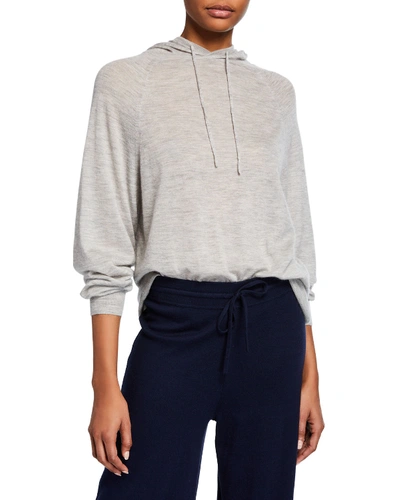 Vince Boxy Wool-cashmere Hooded Pullover Sweater In Heather Gray