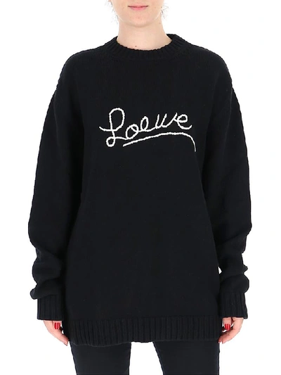 Loewe Logo Knitted Jumper In Black