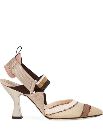 Fendi Multicoloured Sling Back Court Shoes In Neutrals