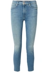 MOTHER THE STUNNER CROPPED DISTRESSED HIGH-RISE SKINNY JEANS