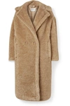 Max Mara Park Metallic Faux Fur Teddy Bear Coat In Beige