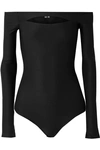 ALIX NYC VESEY OFF-THE-SHOULDER CUTOUT STRETCH-JERSEY THONG BODYSUIT