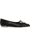 SOPHIA WEBSTER BUTTERFLY EMBROIDERED LEATHER POINT-TOE FLATS