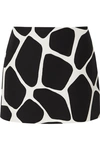 VALENTINO PRINTED WOOL AND SILK-BLEND CREPE MINI SKIRT