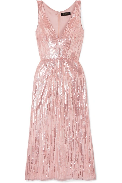 Jenny Packham Evia Embellished Tulle Midi Dress In Blush
