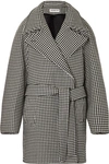 BALENCIAGA OVERSIZED BELTED HOUNDSTOOTH WOOL AND CASHMERE-BLEND JACKET
