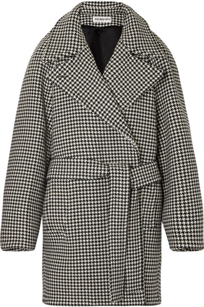 Balenciaga Oversized Belted Houndstooth Wool And Cashmere-blend Jacket In Grey