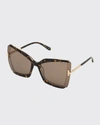 TOM FORD GIA SEMI-RIMLESS BUTTERFLY SUNGLASSES,PROD151840044